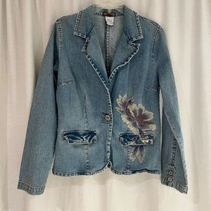 Floral Beaded Jean Jacket